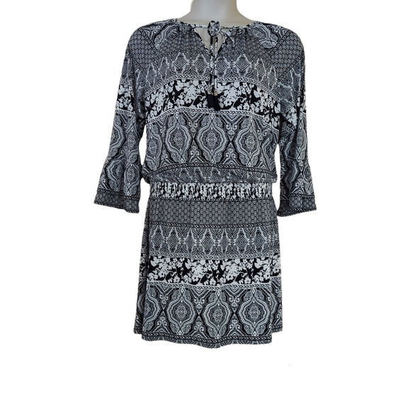 White House Black Market Multiprint Boho Style Drop Waist Dress - Picture 1 of 11